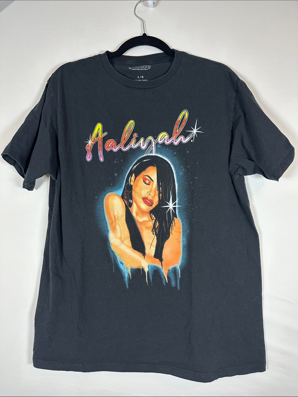 Aaliyah Graphic T Shirt Men's Large Black Music R&B Hip Hop Band Tee